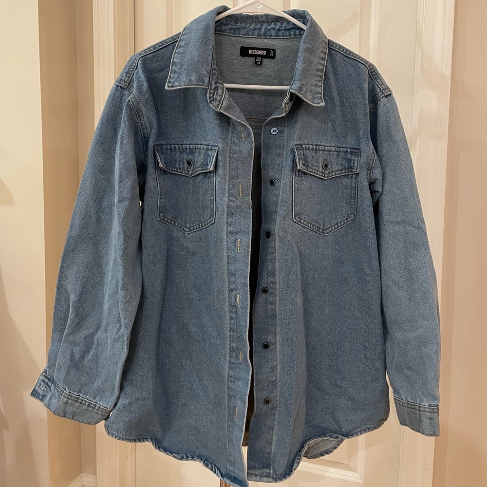 Missguided denim button down shirt size 6